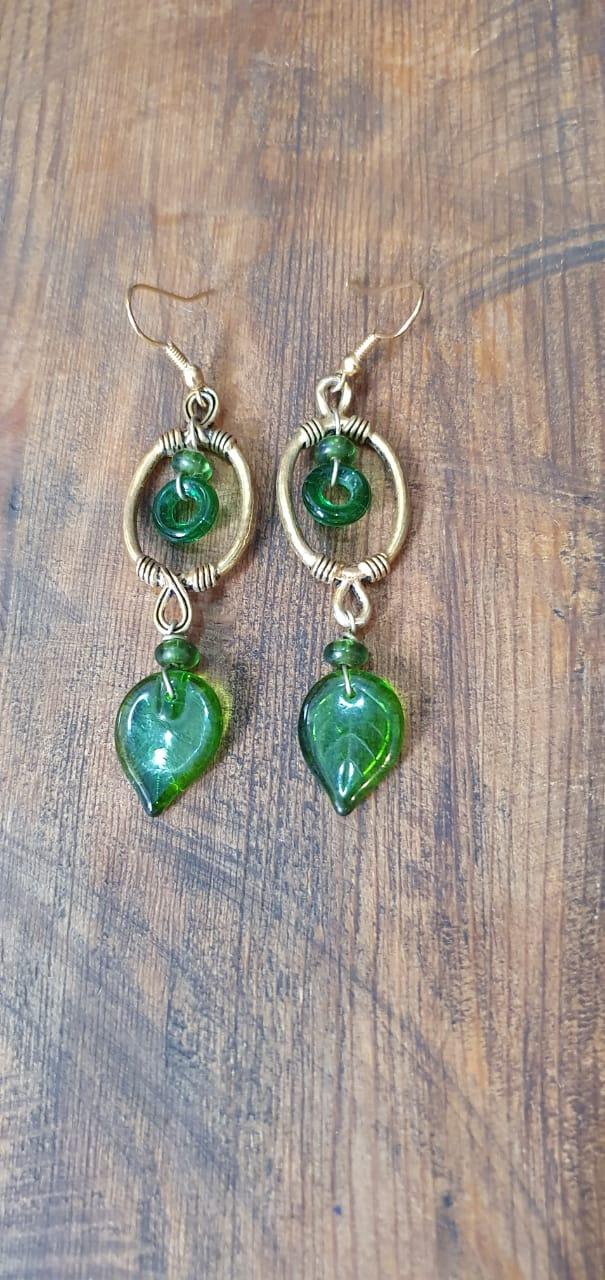 Boucles D'Oreilles Or Et Cristal Vert
